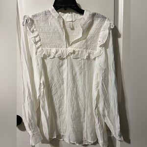 H&M Off White Smocked with Ruffle Women's Top Small NWOT